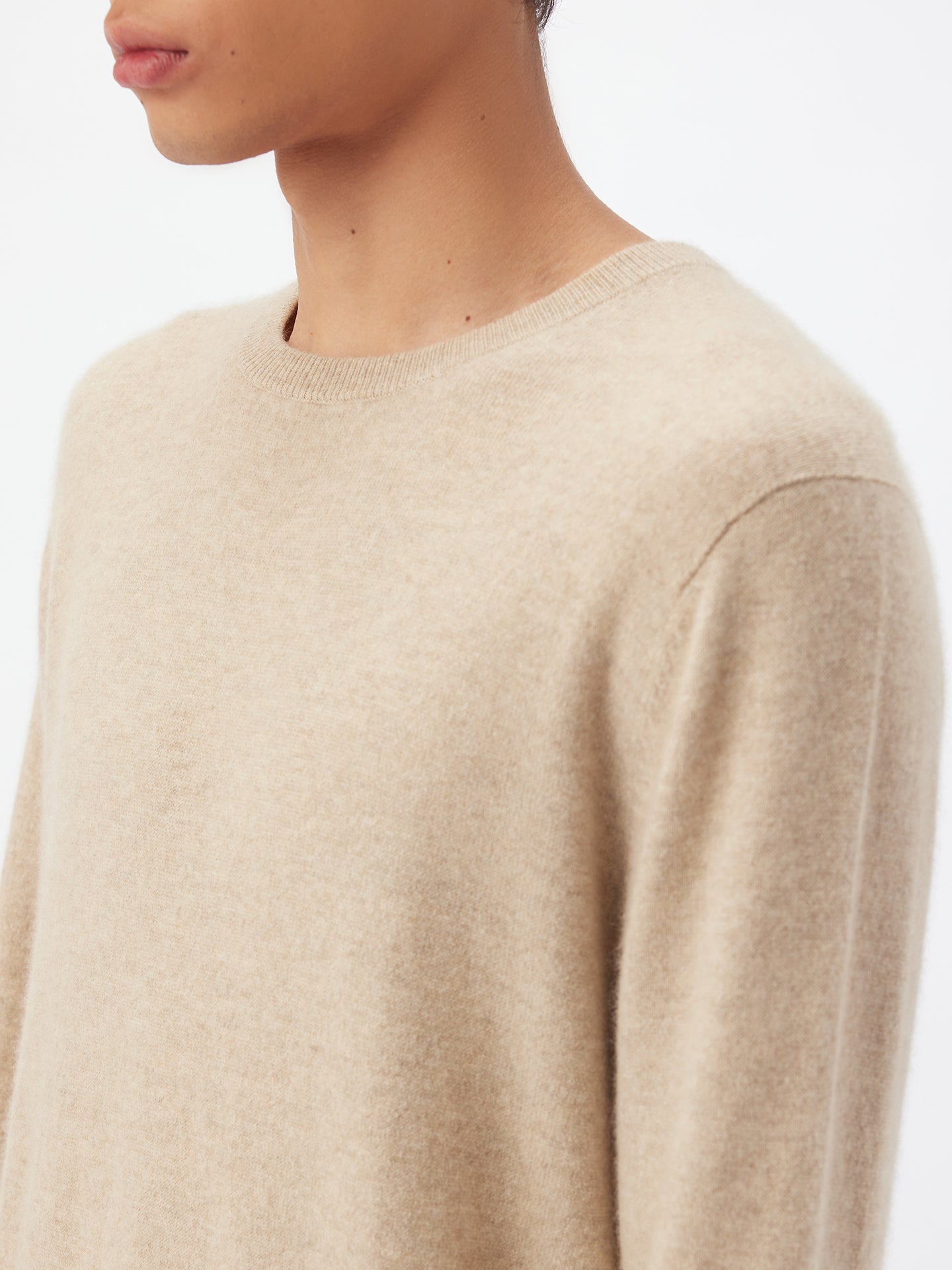 Pull col rond en Cachemire pour hommes Taupe - Gobi Cashmere