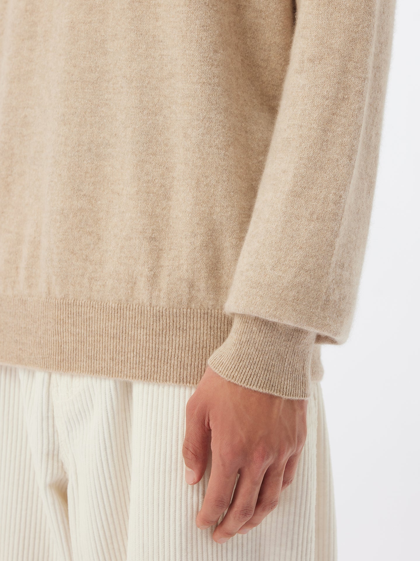 Pull col rond en Cachemire pour hommes Taupe - Gobi Cashmere