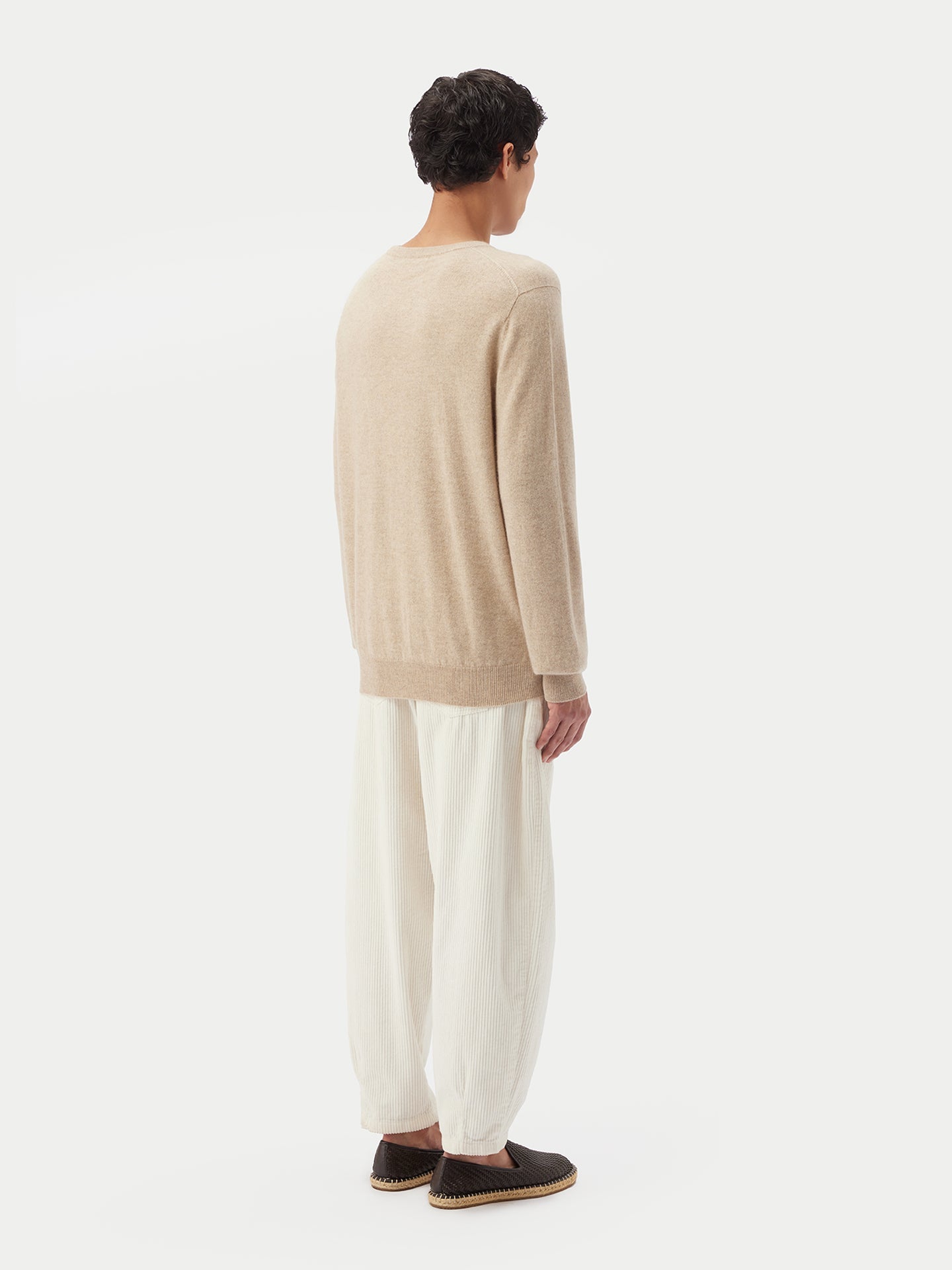 Pull col rond en Cachemire pour hommes Taupe - Gobi Cashmere