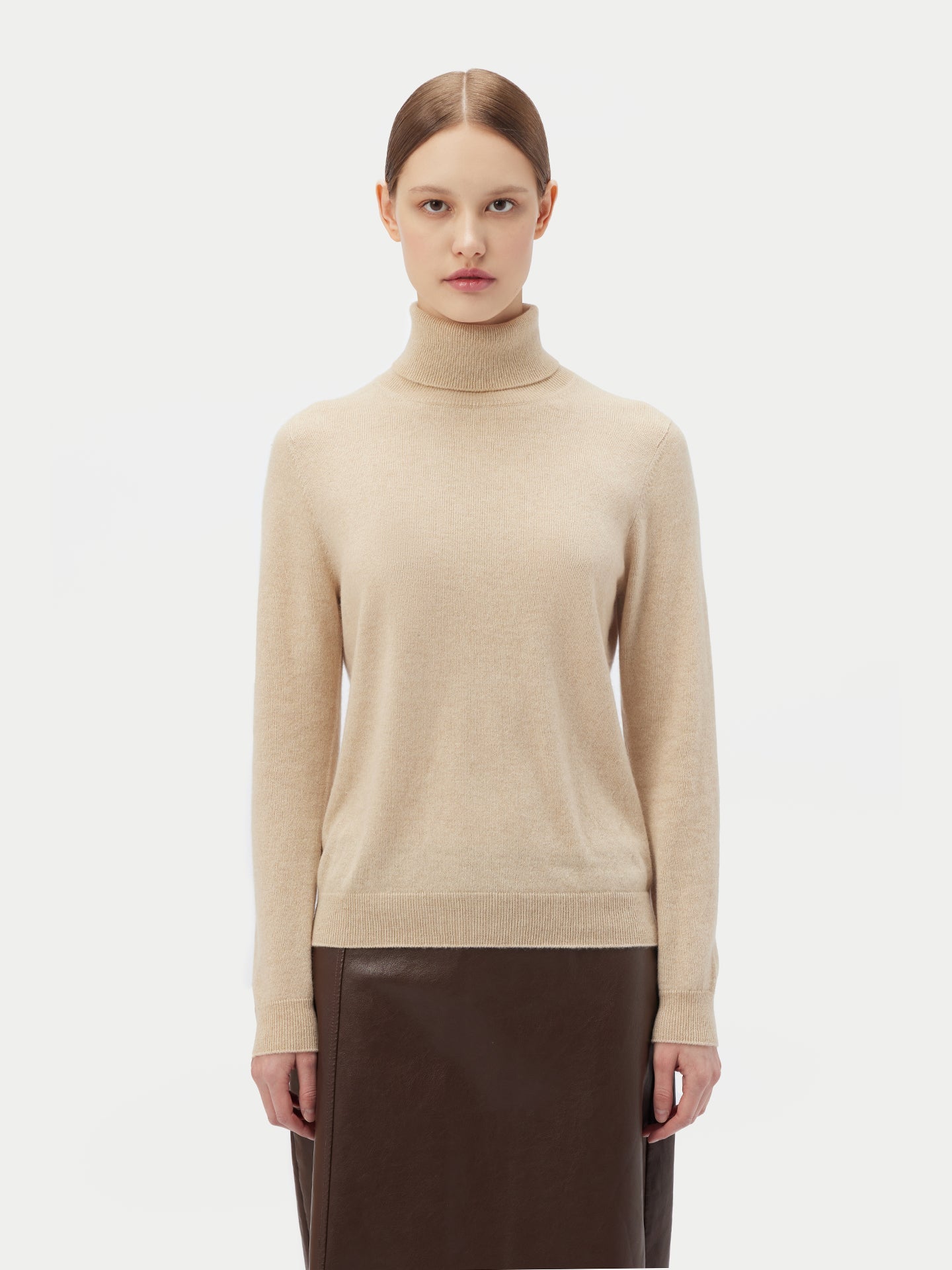 Col roulé femme en cachemire Taupe - Gobi Cashmere 