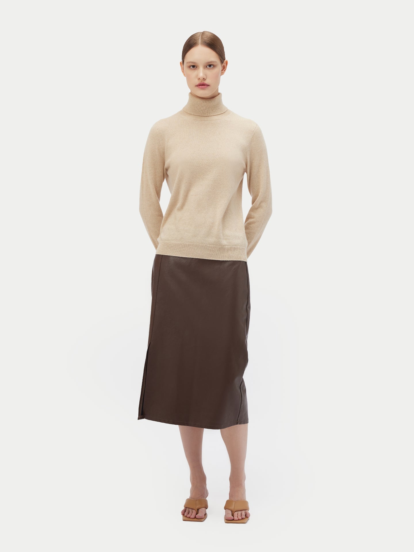 Col roulé femme en cachemire Taupe - Gobi Cashmere 