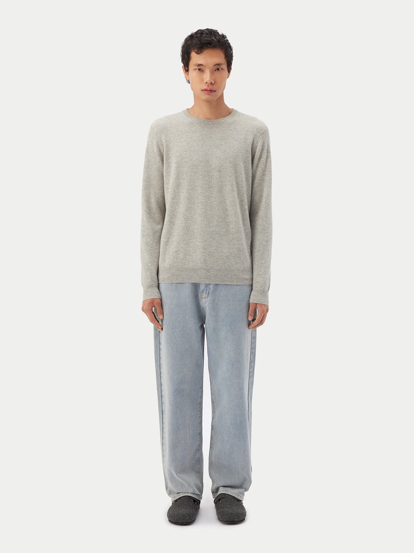 Pull col rond en Cachemire pour hommes Gris - Gobi Cashmere