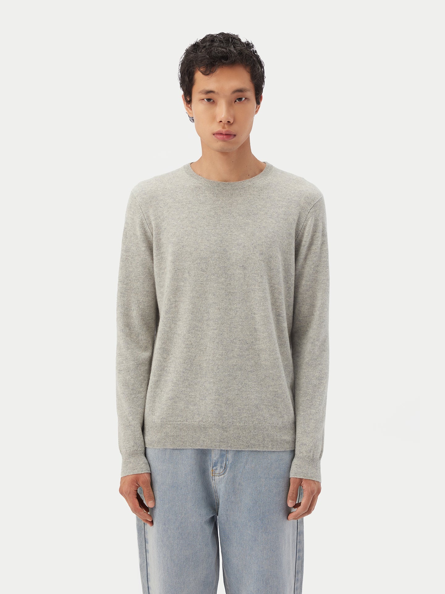 Pull col rond en Cachemire pour hommes Gris - Gobi Cashmere