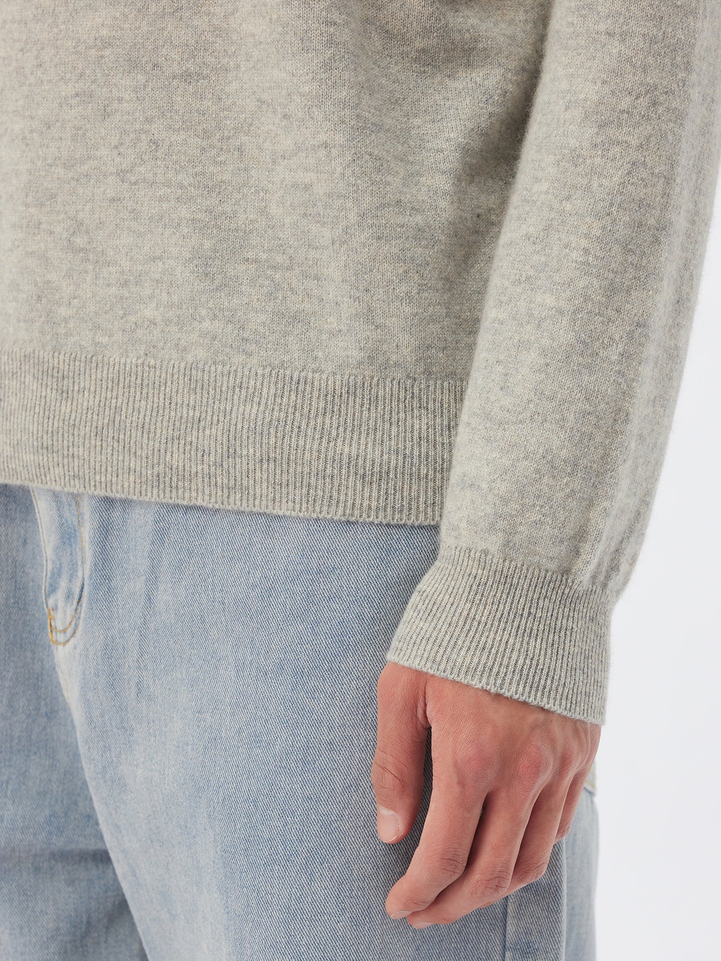Pull col rond en Cachemire pour hommes Gris - Gobi Cashmere