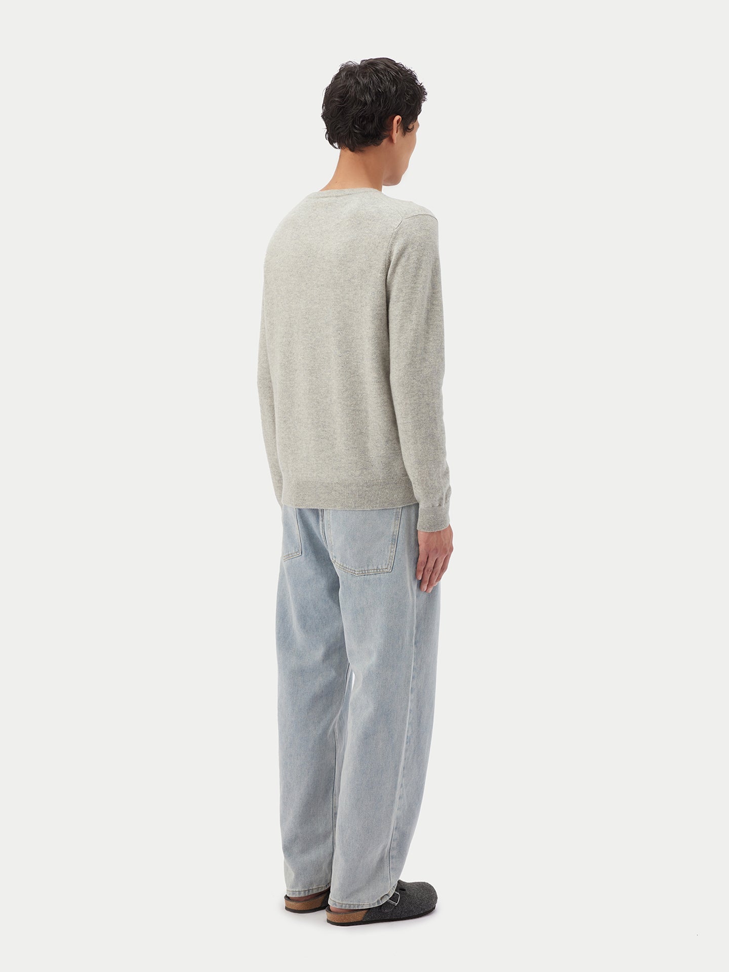 Pull col rond en Cachemire pour hommes Gris - Gobi Cashmere
