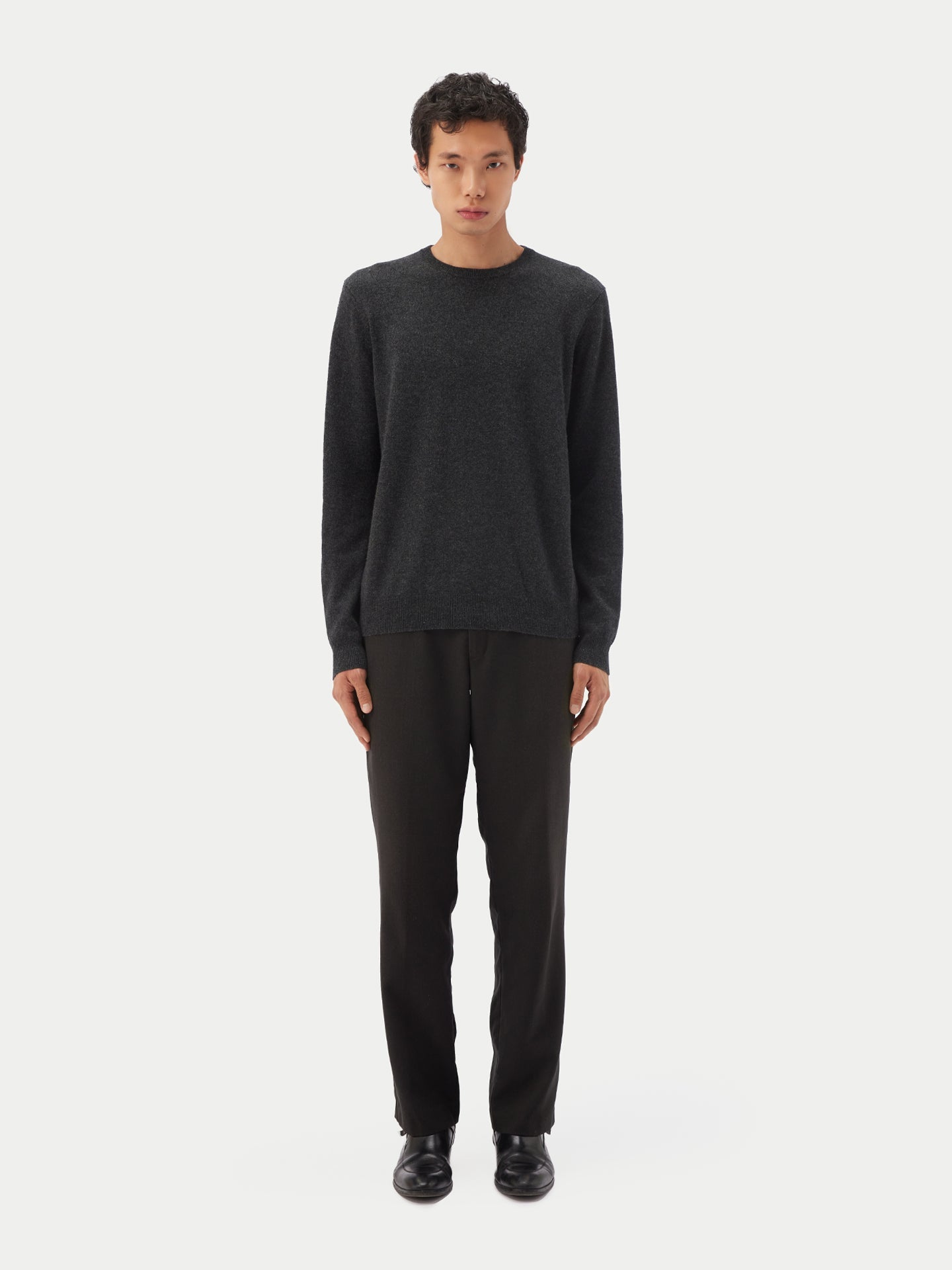 Pull col rond en Cachemire pour hommes Gris - Gobi Cashmere