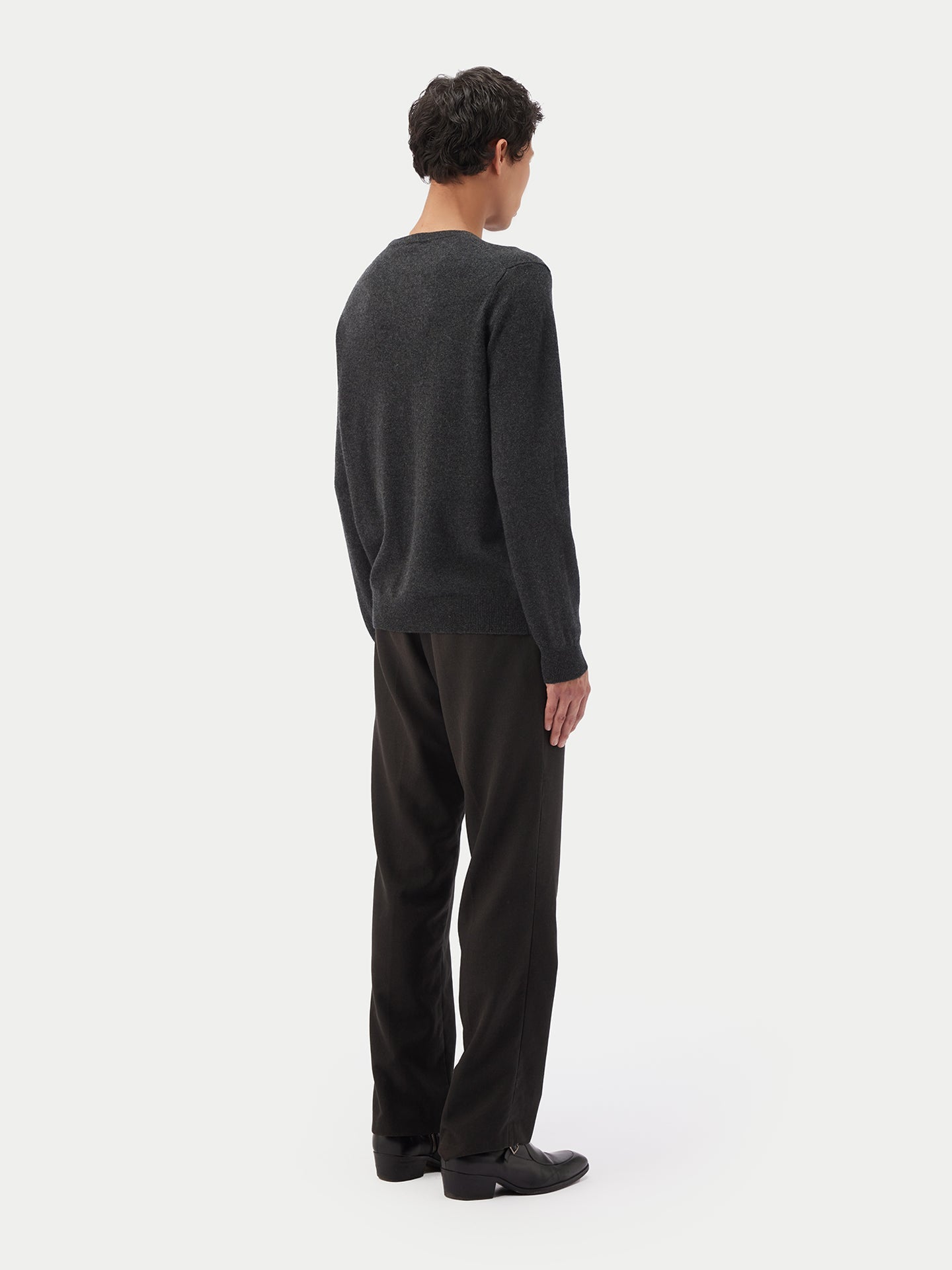 Pull col rond en Cachemire pour hommes Gris - Gobi Cashmere