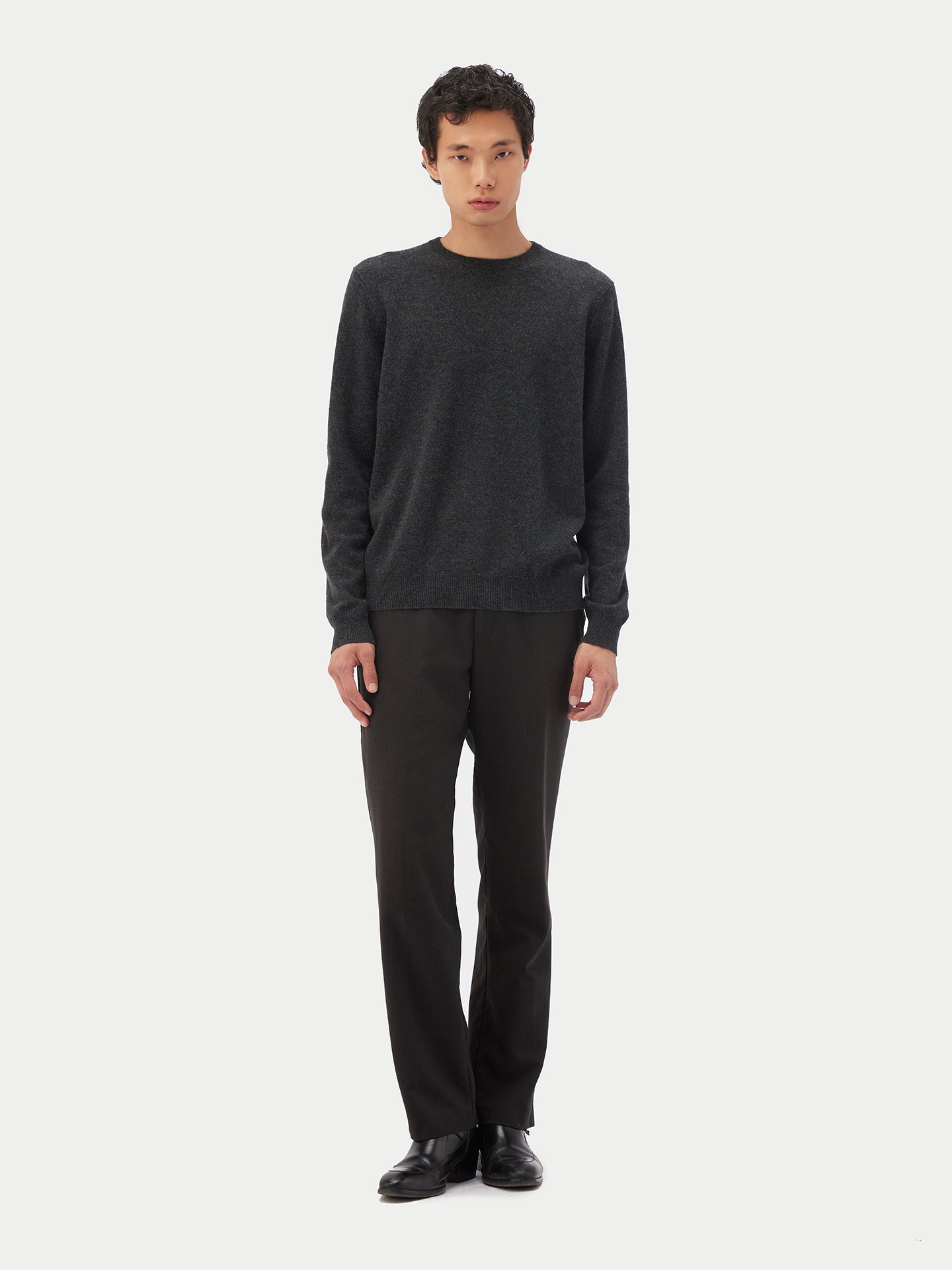 Pull col rond en Cachemire pour hommes Gris - Gobi Cashmere