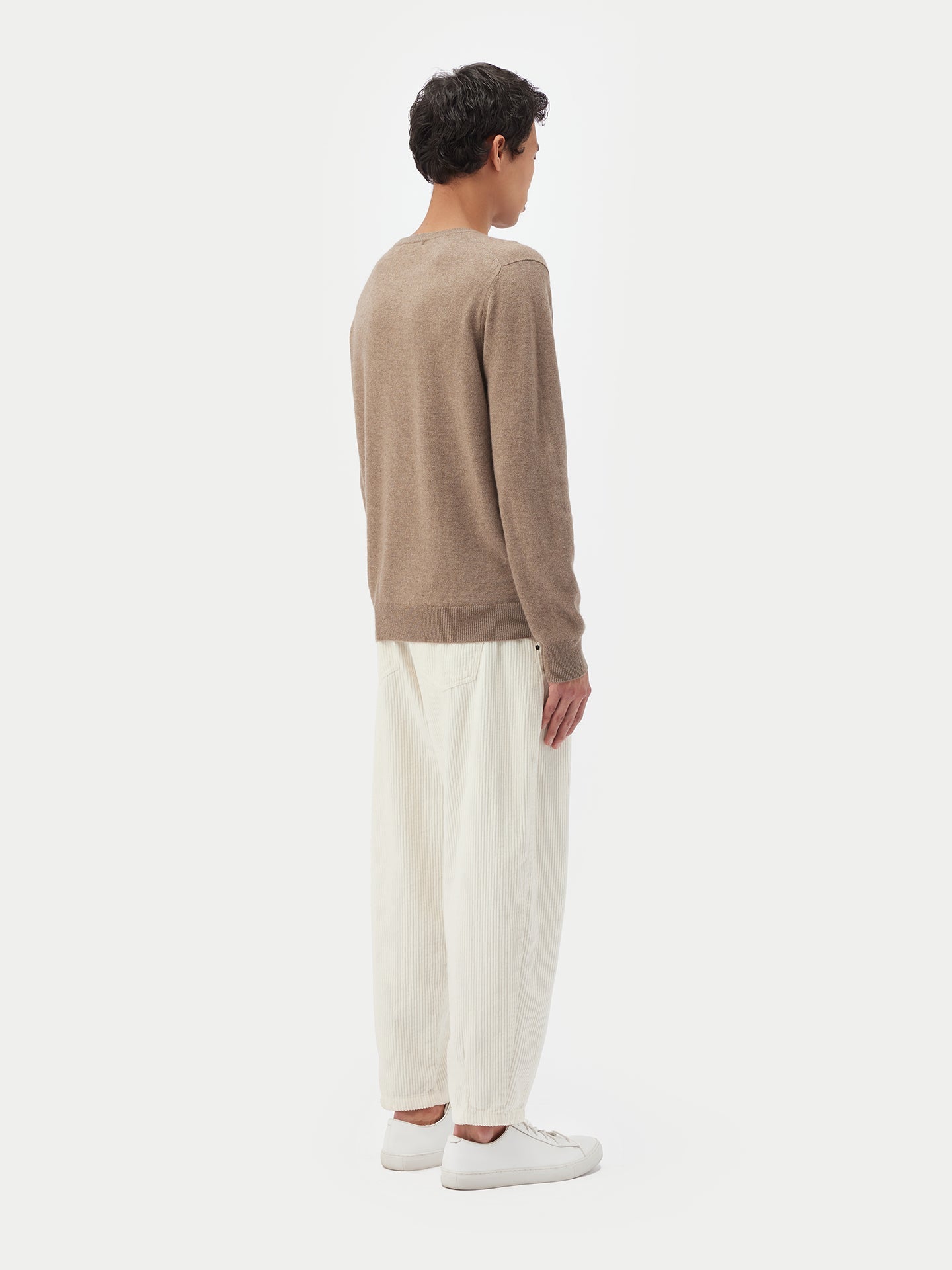 Pull col rond en Cachemire pour hommes Taupe - Gobi Cashmere