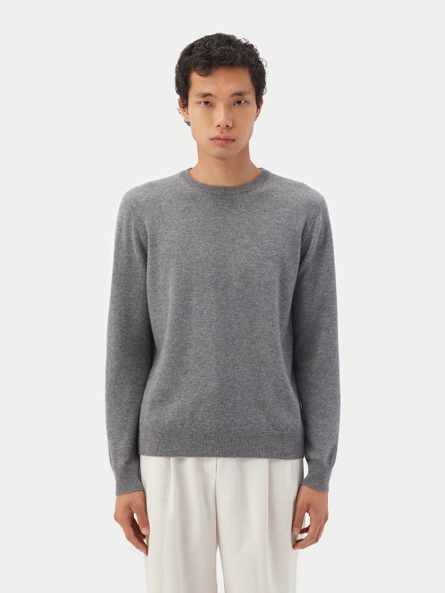 Pull coll rond en cachemire pour  homme , couleur Gris - Gobi Cashmere