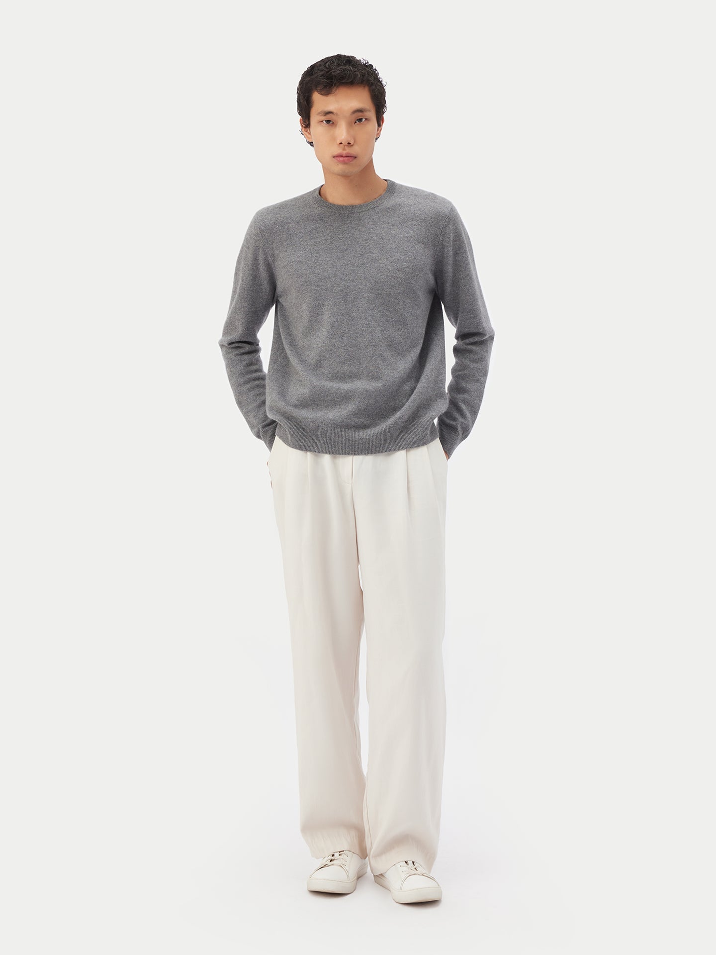 Pull coll rond en cachemire pour  homme , couleur Gris - Gobi Cashmere