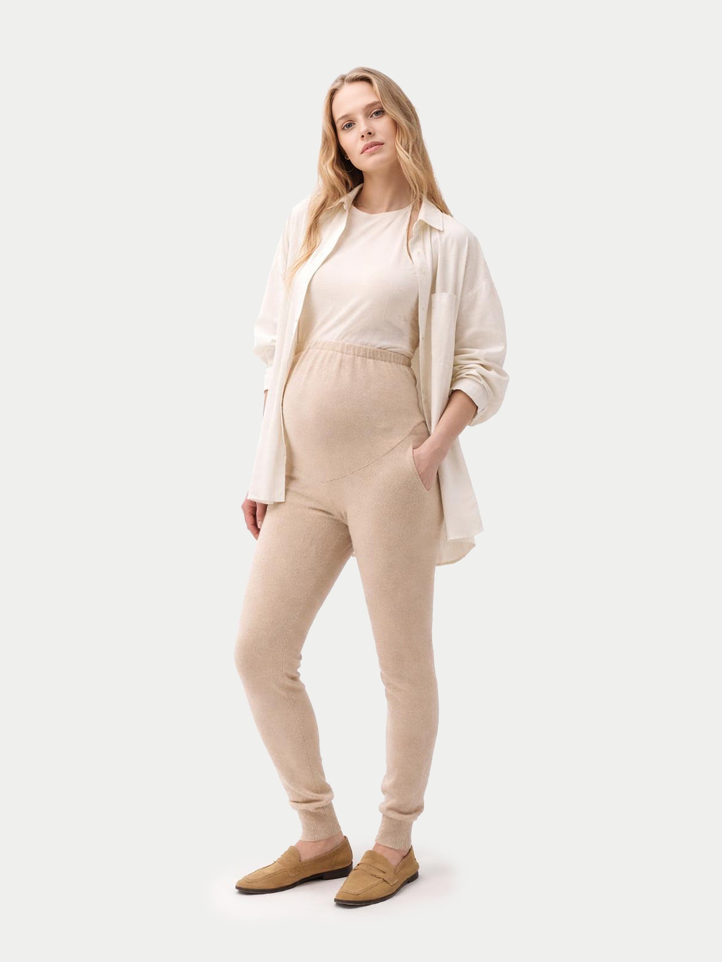 Pantalon de maternité en tricot de cachemire Over Bump Couleur Organique