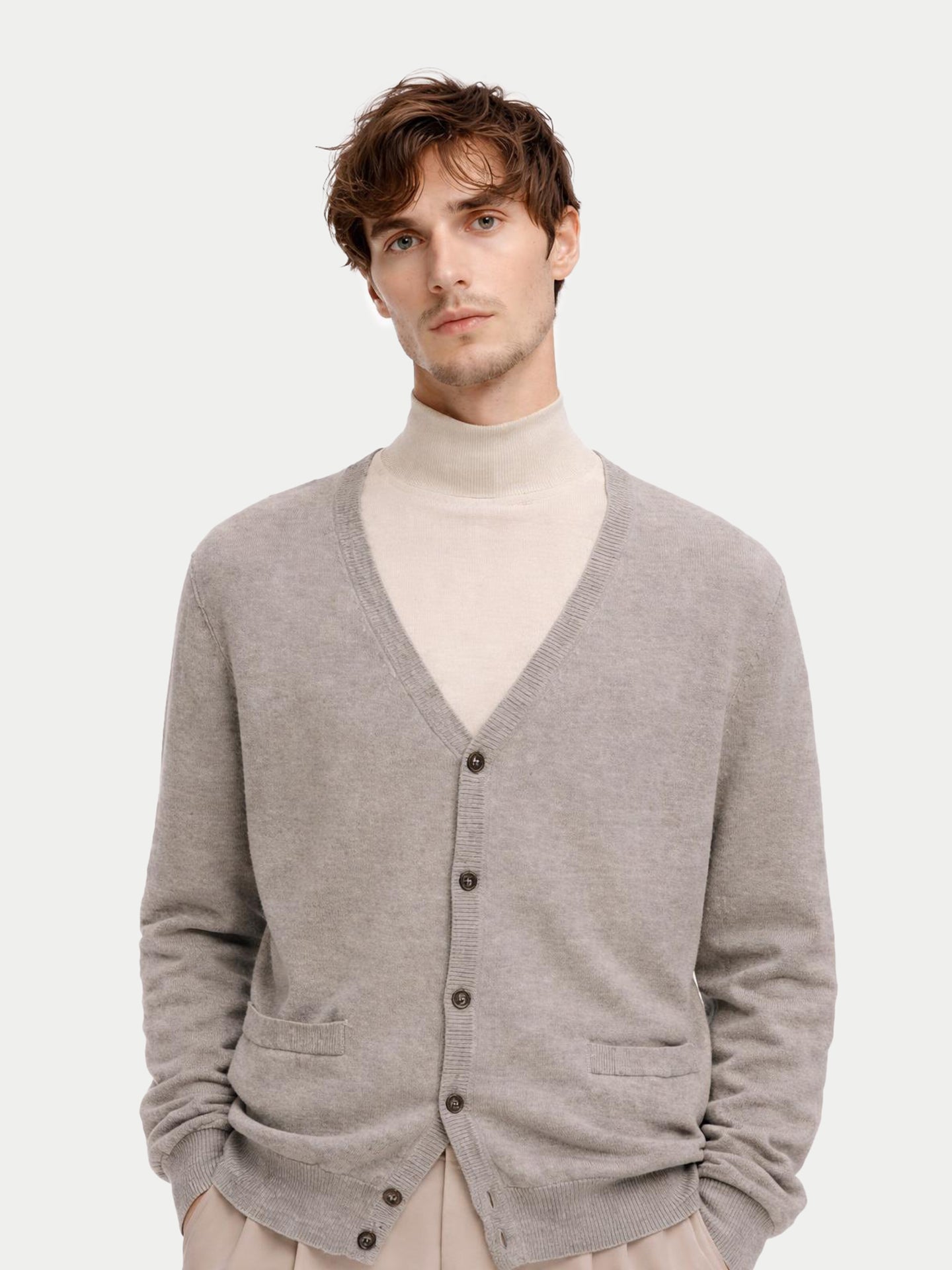 Cardigan col en V en cachemire Essential pour hommes