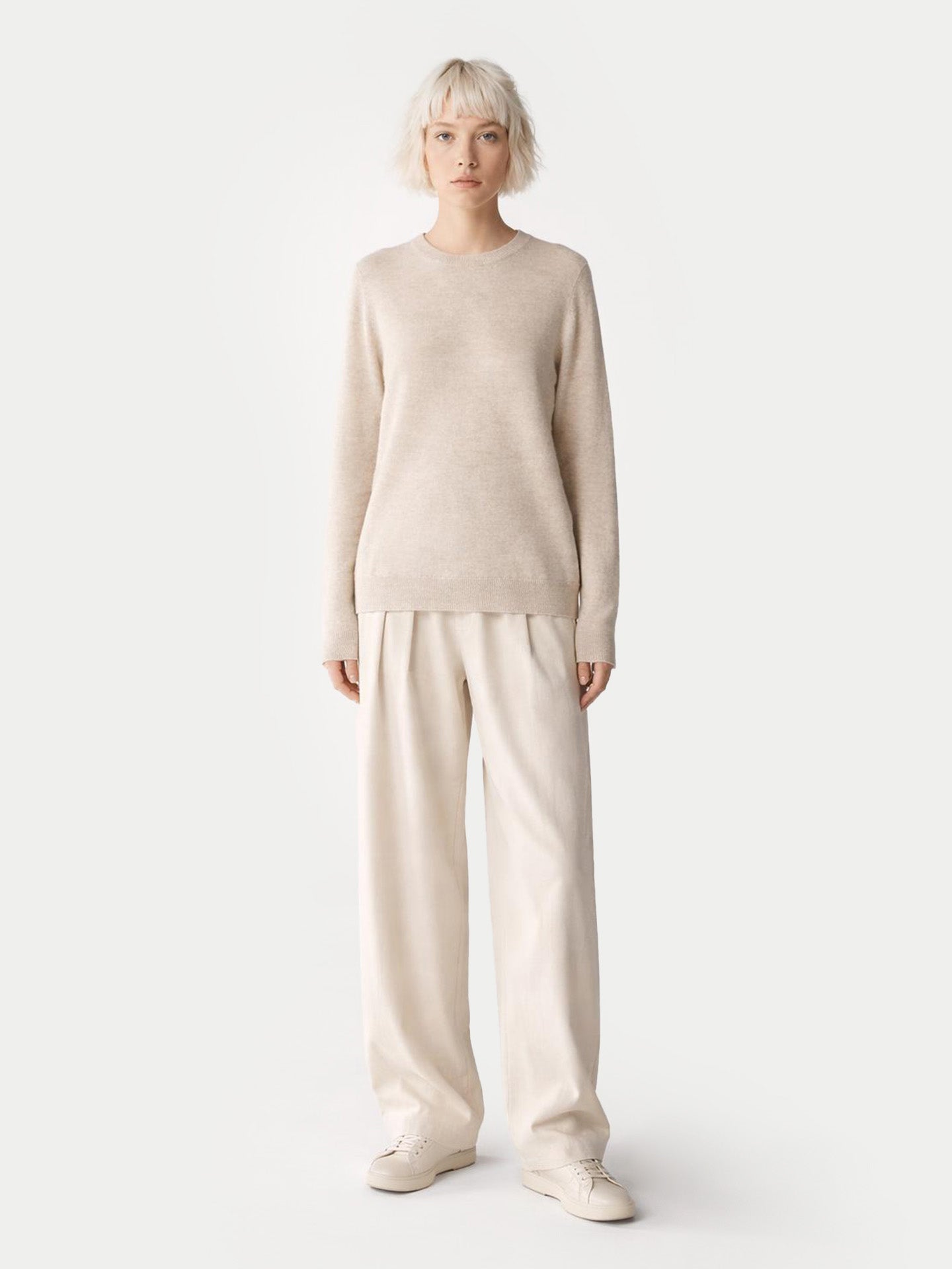 Pull col rond en cachemire Essential pour femmes Bouleau - Gobi Cashmere