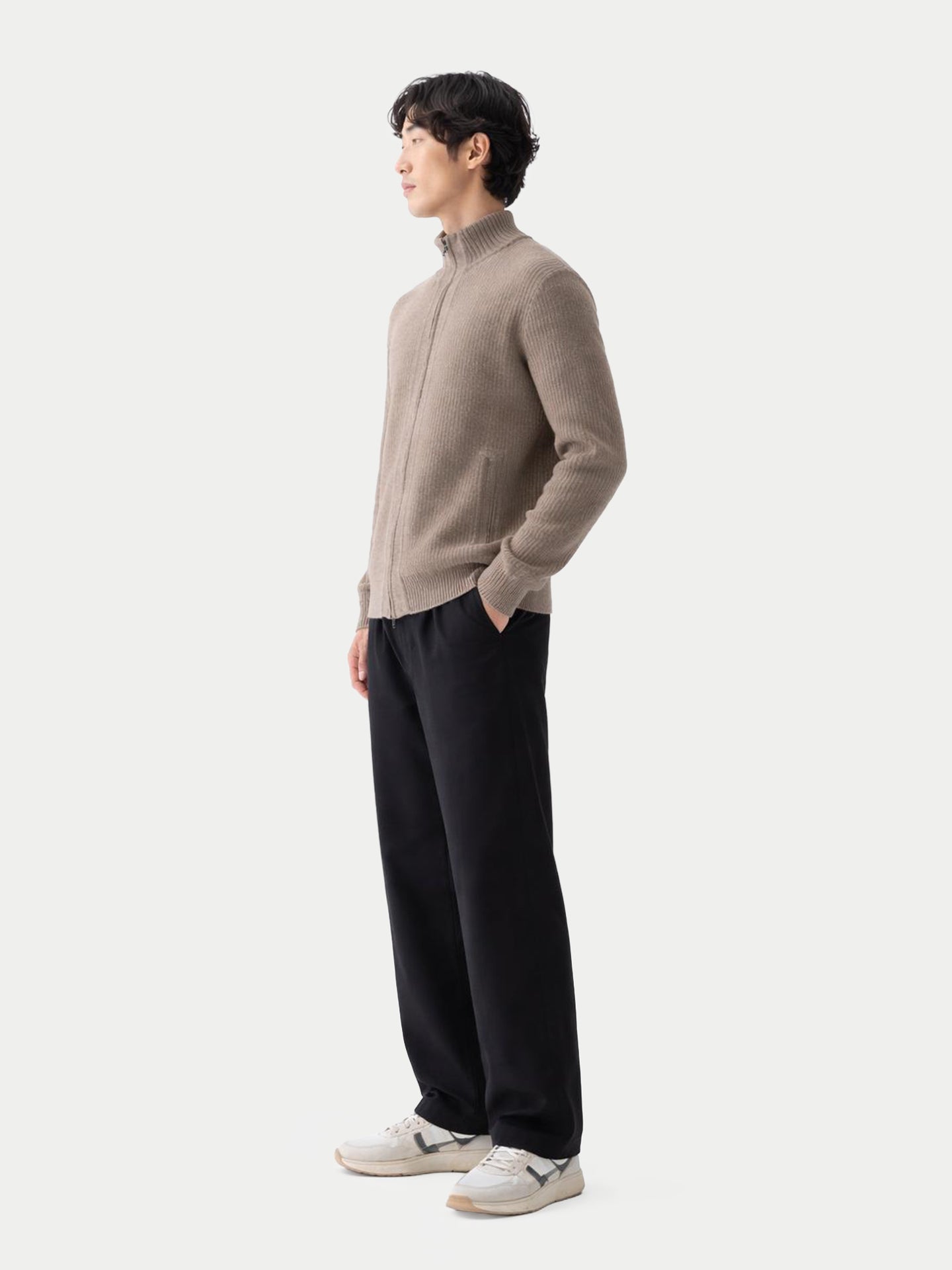 Cardigan en CachemCardigan ire Homme Bicolore avec Fermeture Full-Zip