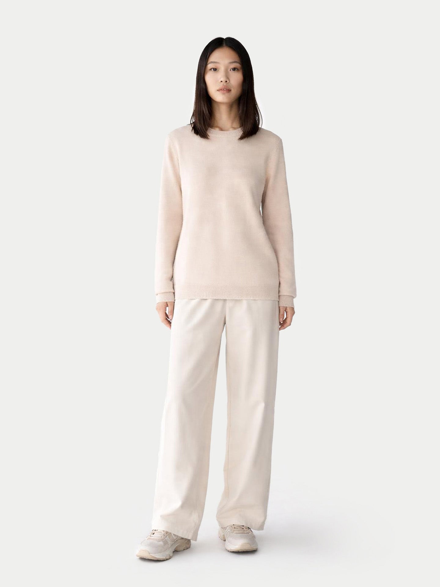 Pull col rond en cachemire Essential pour femmes Blanc Ivoire - Gobi Cashmere