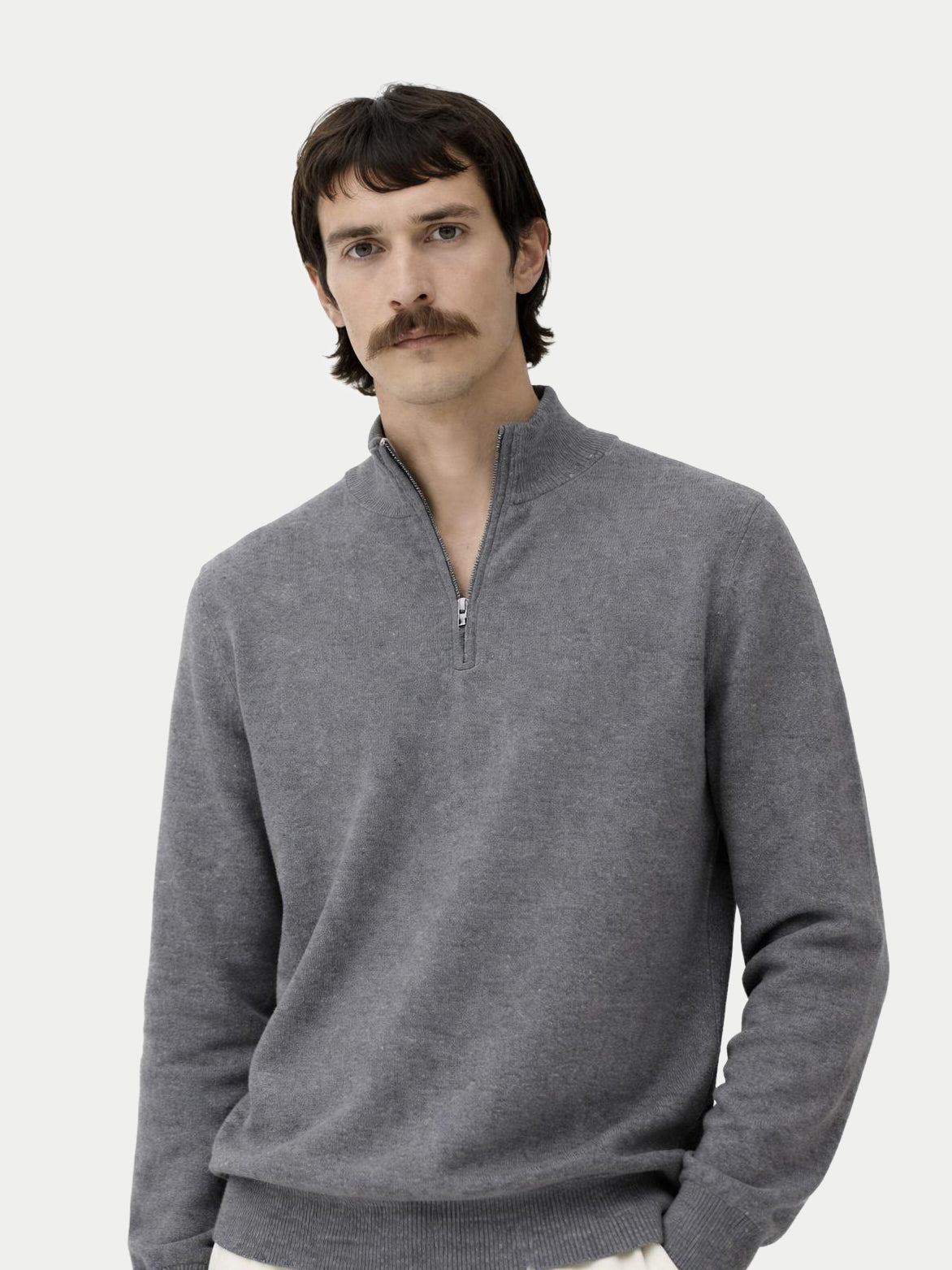 Pull polo demi en cachemire Essential pour hommes