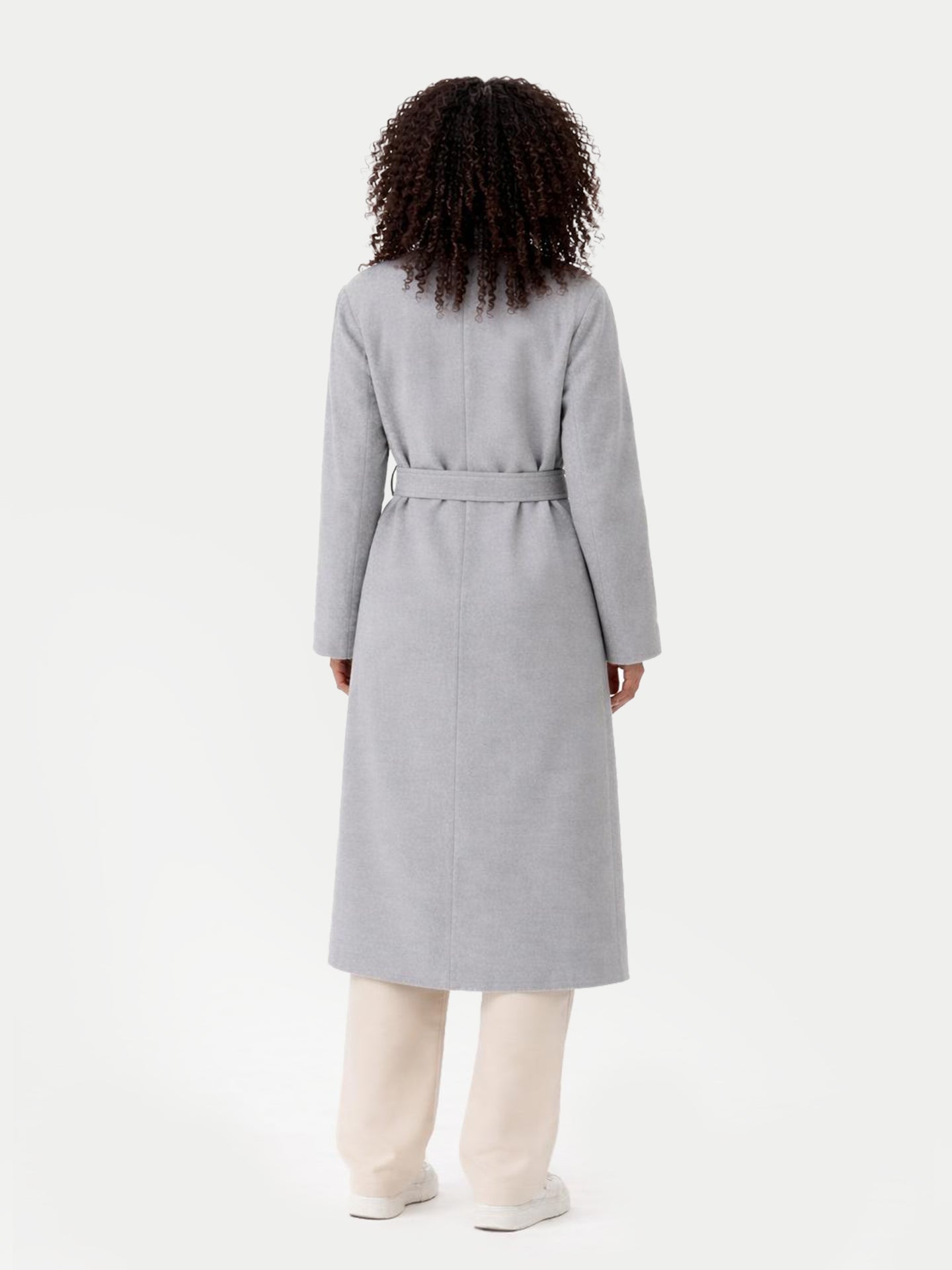 Manteau long à double boutonnage en cachemire pour femmes Bleu Vapeur - Gobi Cashmere