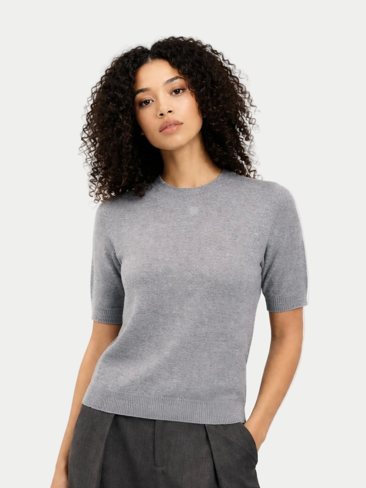Pull en Cachemire à Manches Courtes