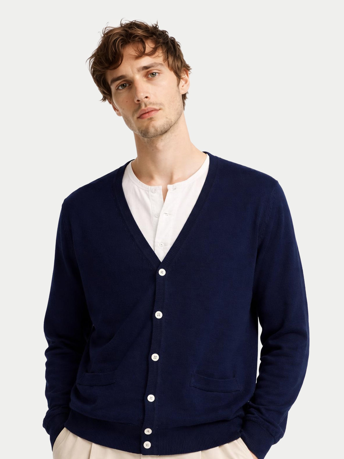 Cardigan col en V en cachemire Essential pour hommes