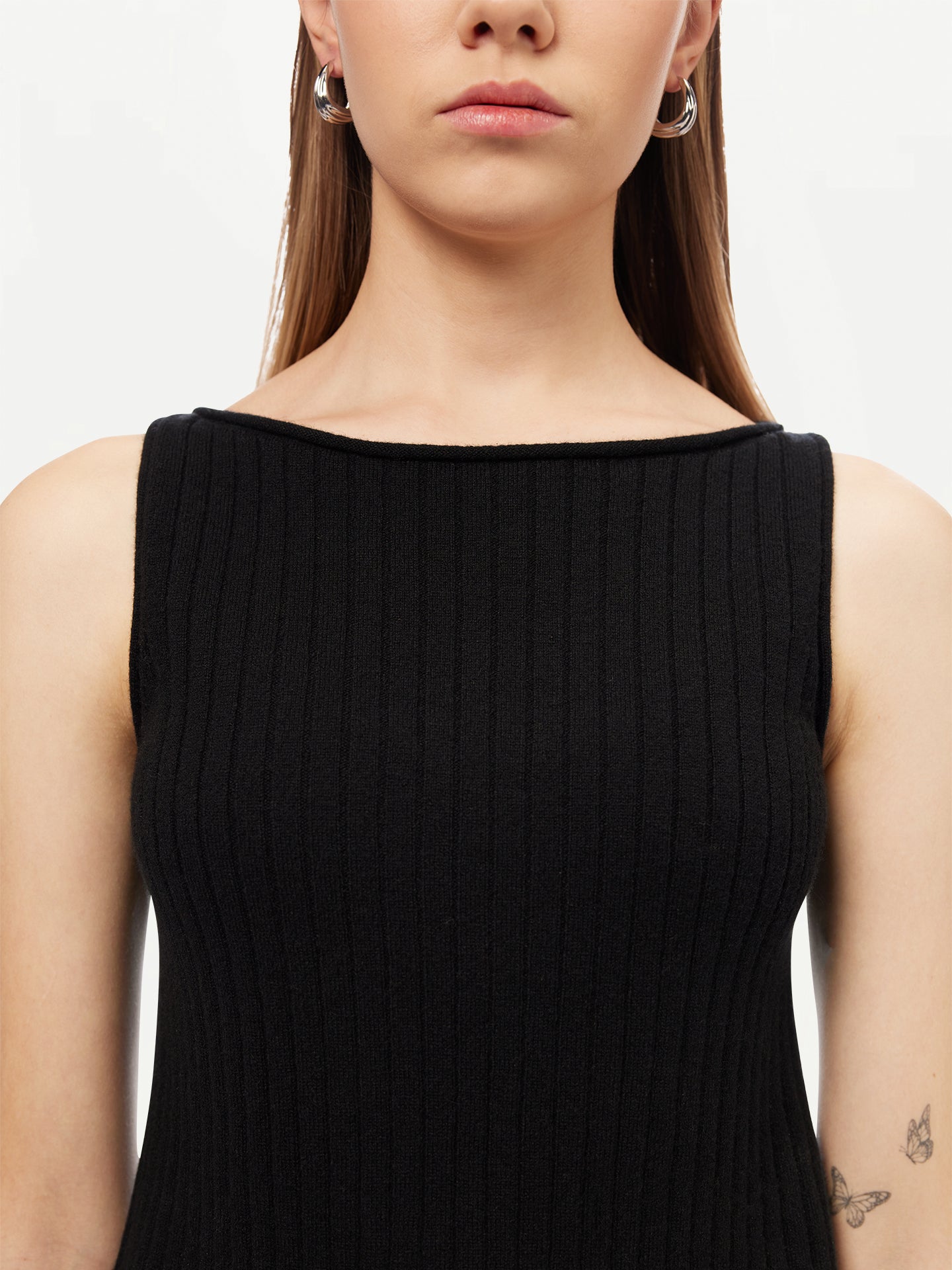Luxe en tricot 3D sans couture : Top court en 100% cachemire Mongol Noir - Gobi Cashmere 