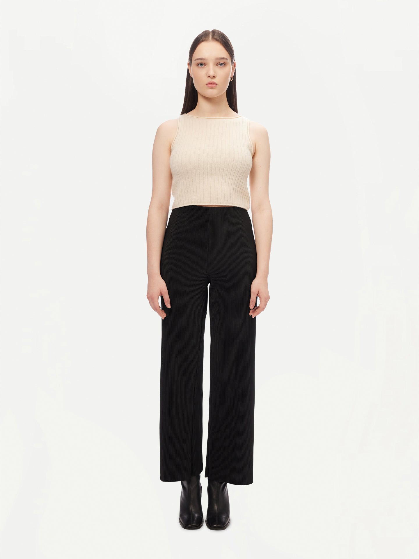 Women's Cashmere Crop Top Black - Gobi Cashmere