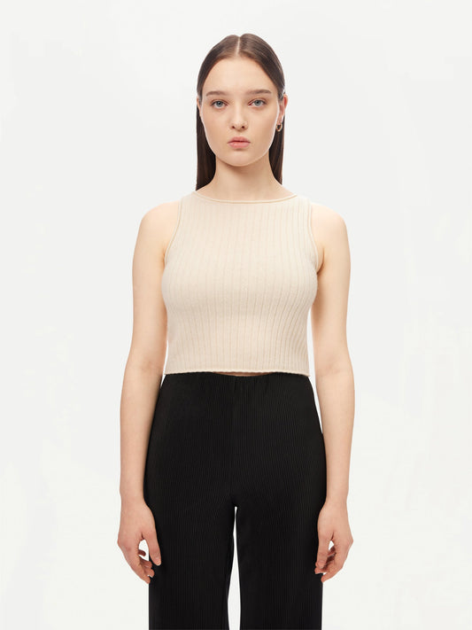 Women's Cashmere Crop Top Black - Gobi Cashmere