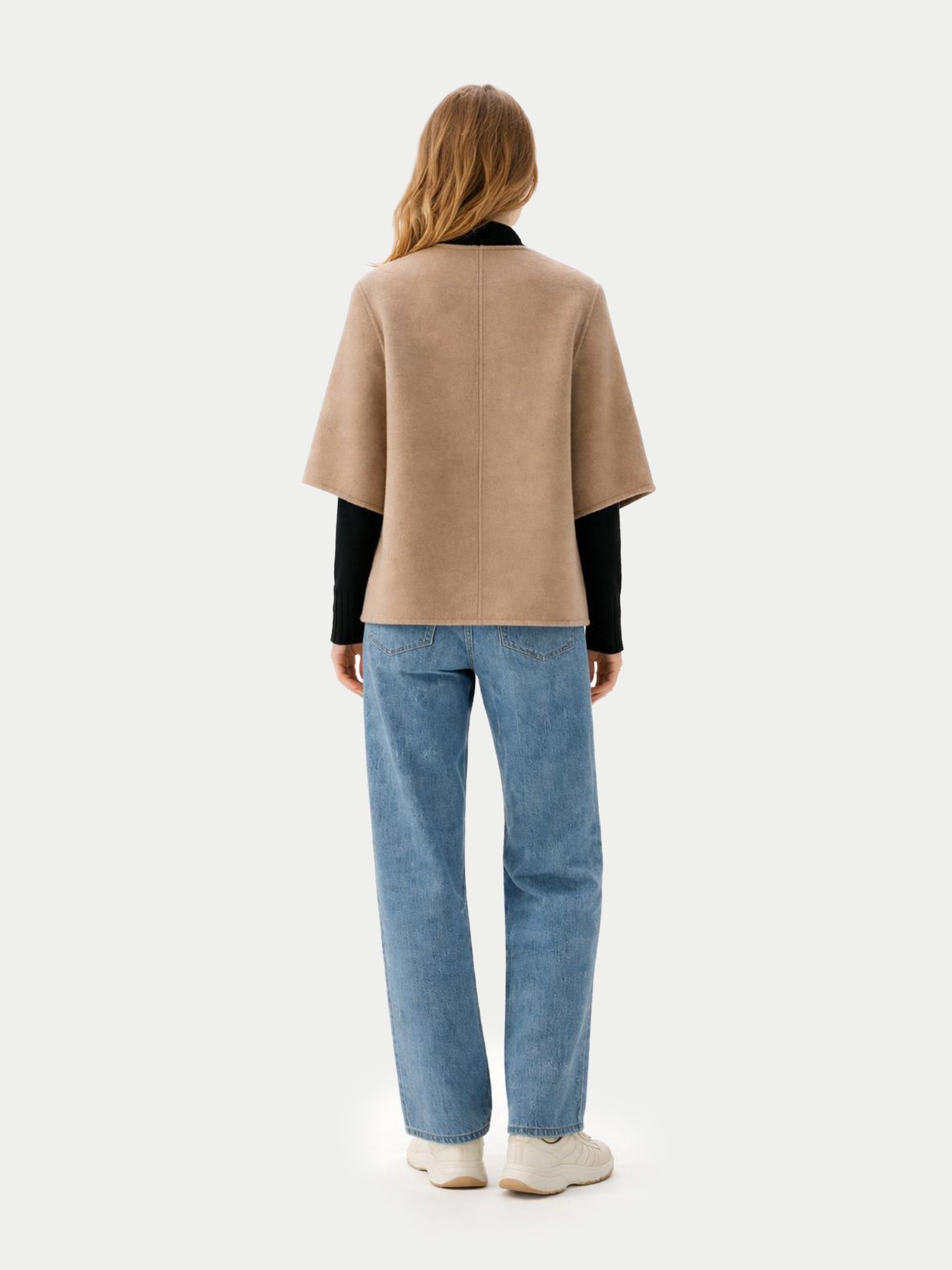Veste Poncho en cachemire à poches plaquées
