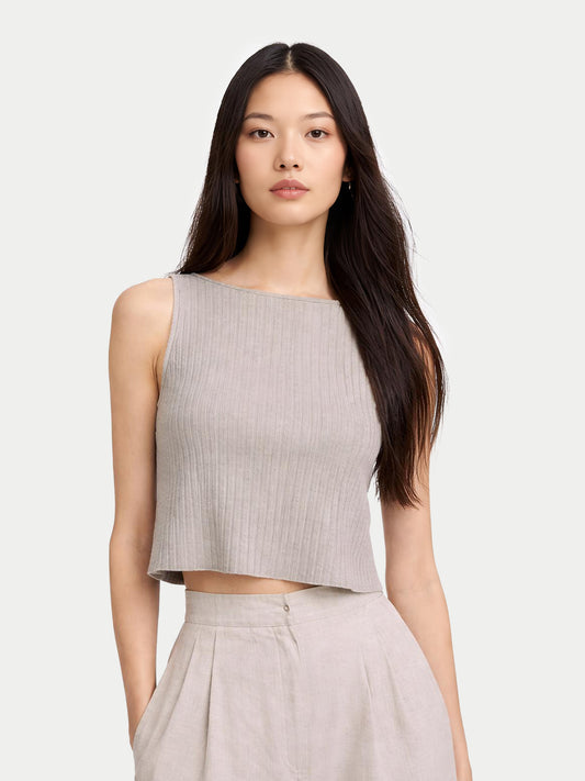 Top en cachemire tricoté en 3D sans couture