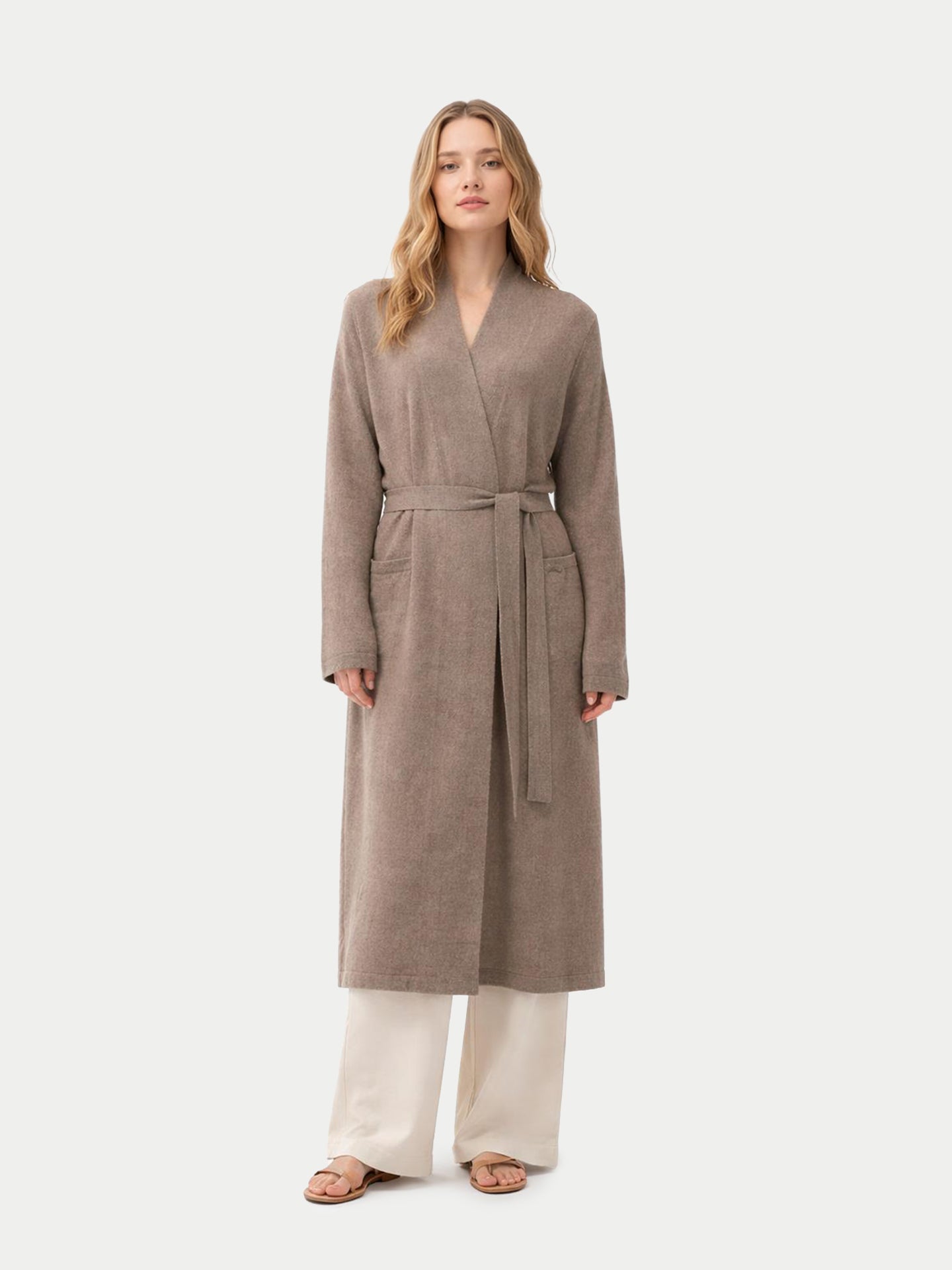 Robe de chambre longue en cachemire Couleur Organique