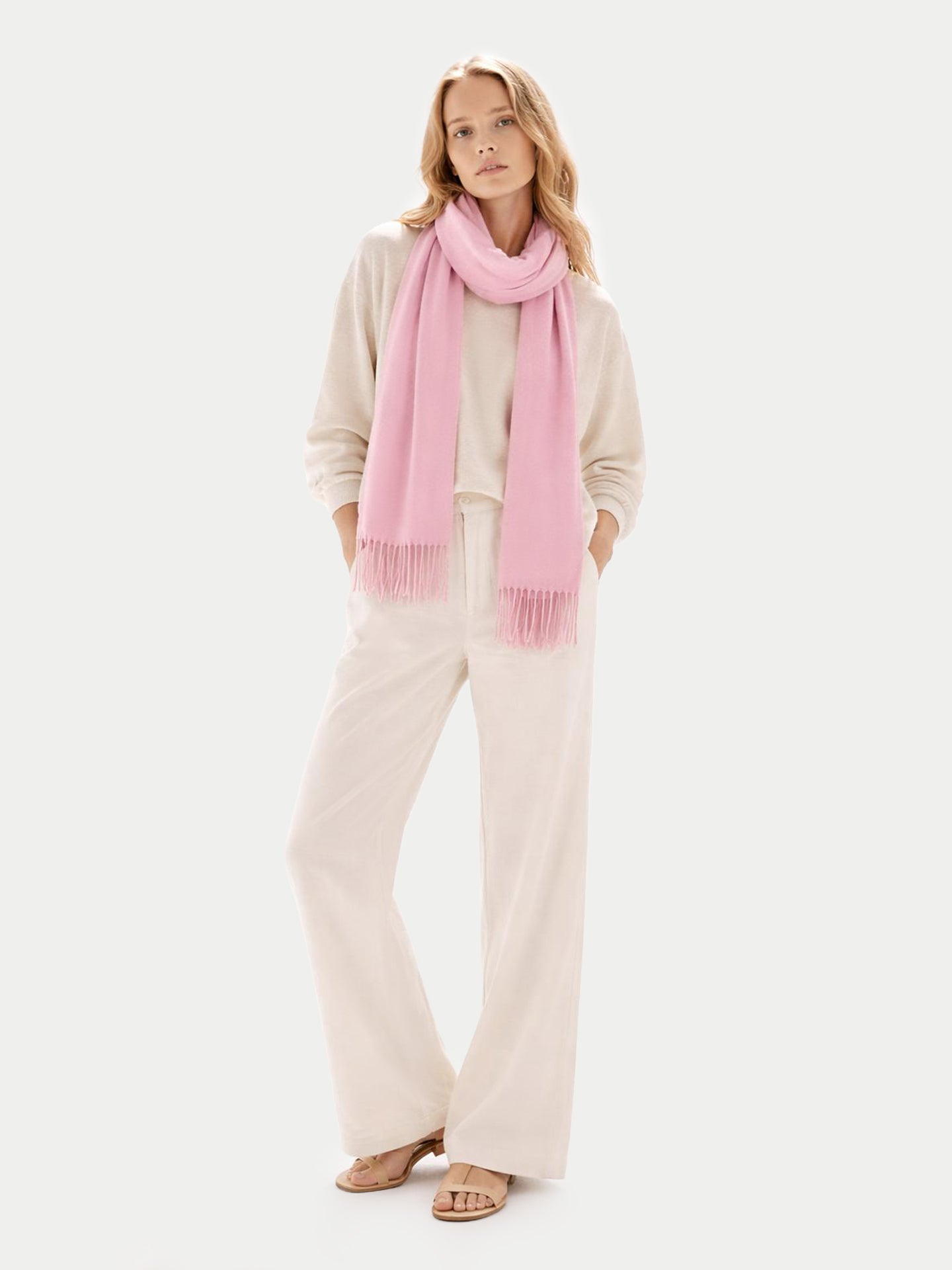 Écharpe avec franges en cachemire pour unisex