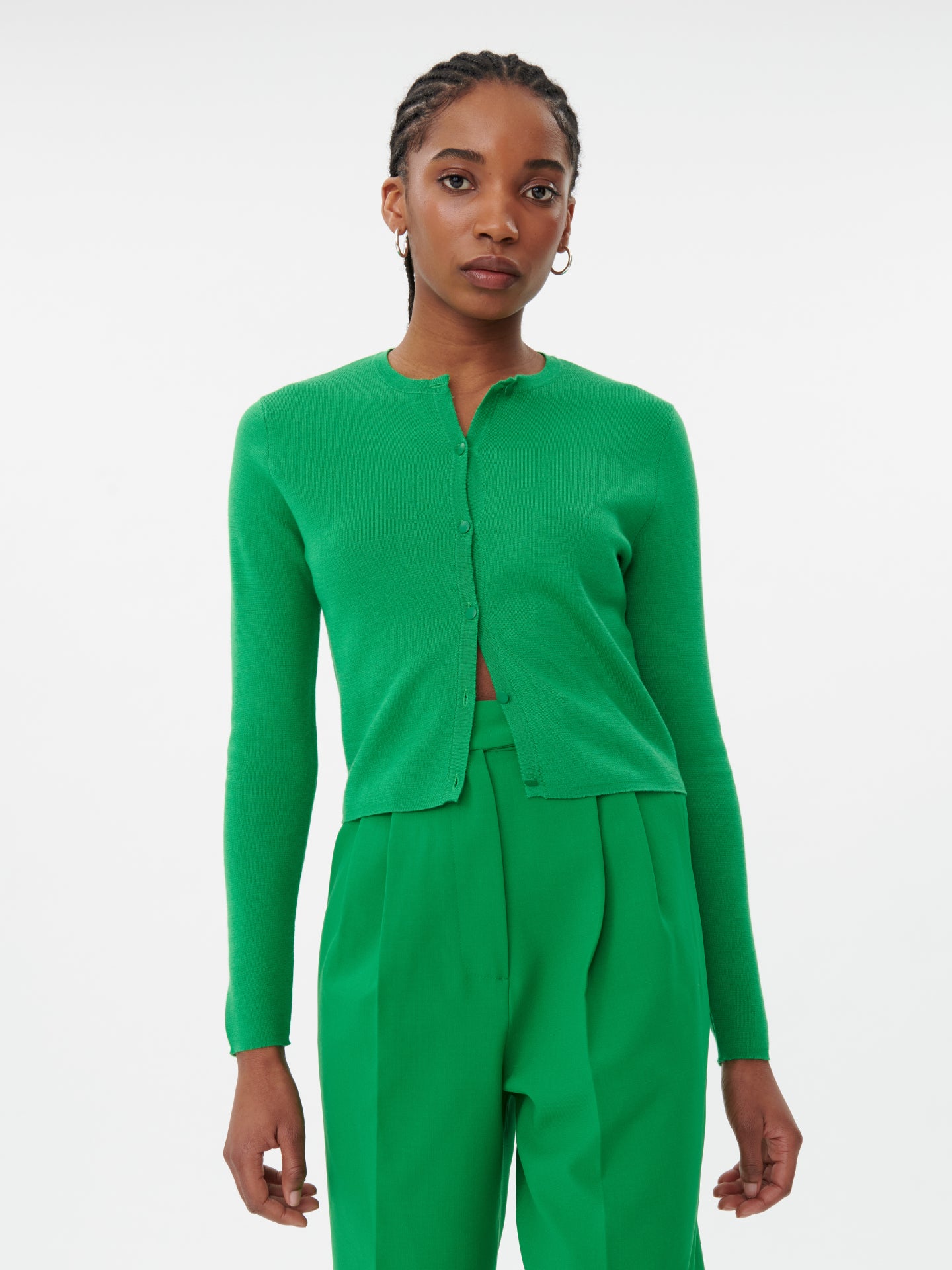 Silk Cashmere Cropped Cardigan vert - Gobi Cashmere