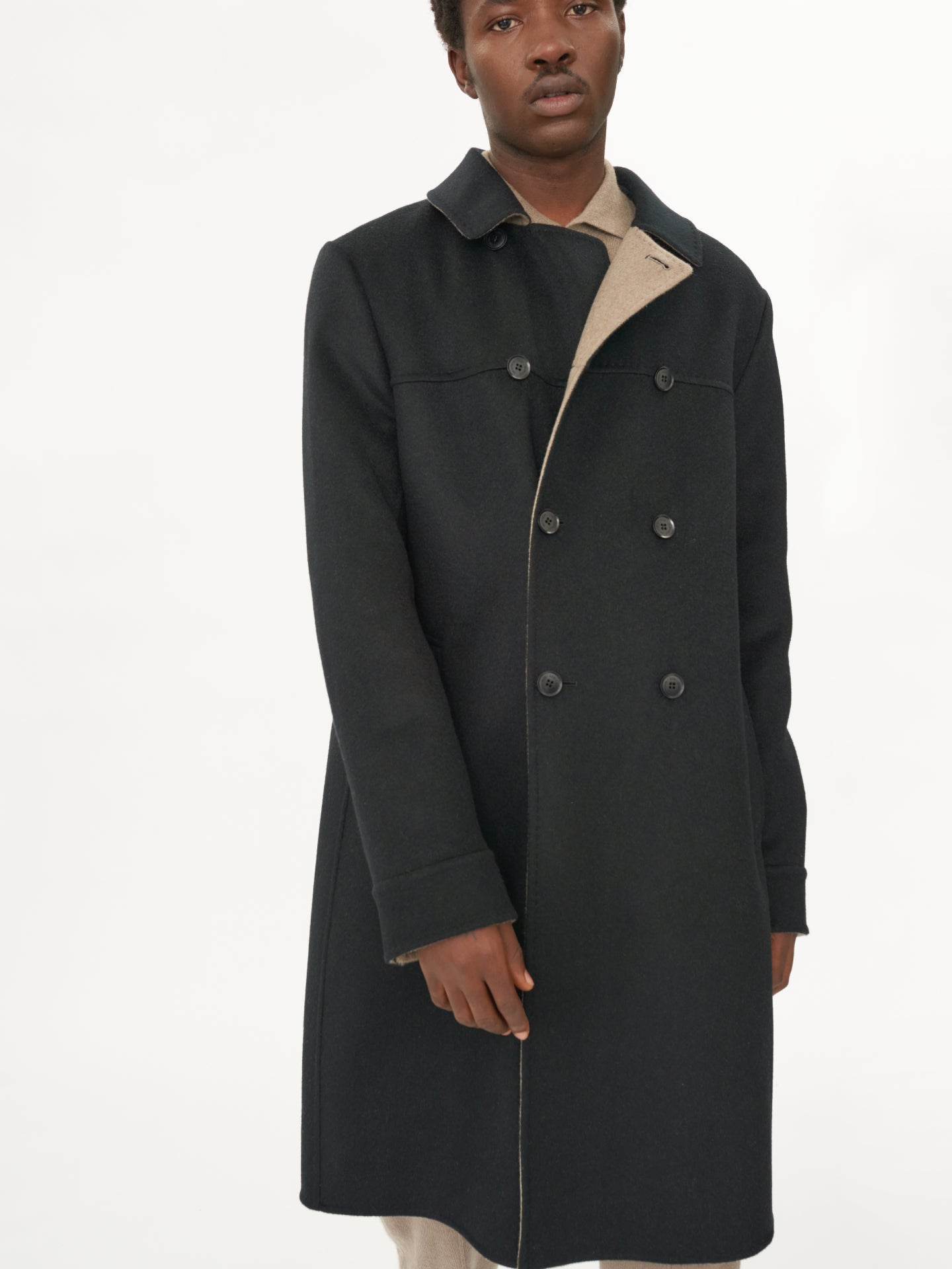 Manteau en popeline de cachemire noir - Gobi Cashmere