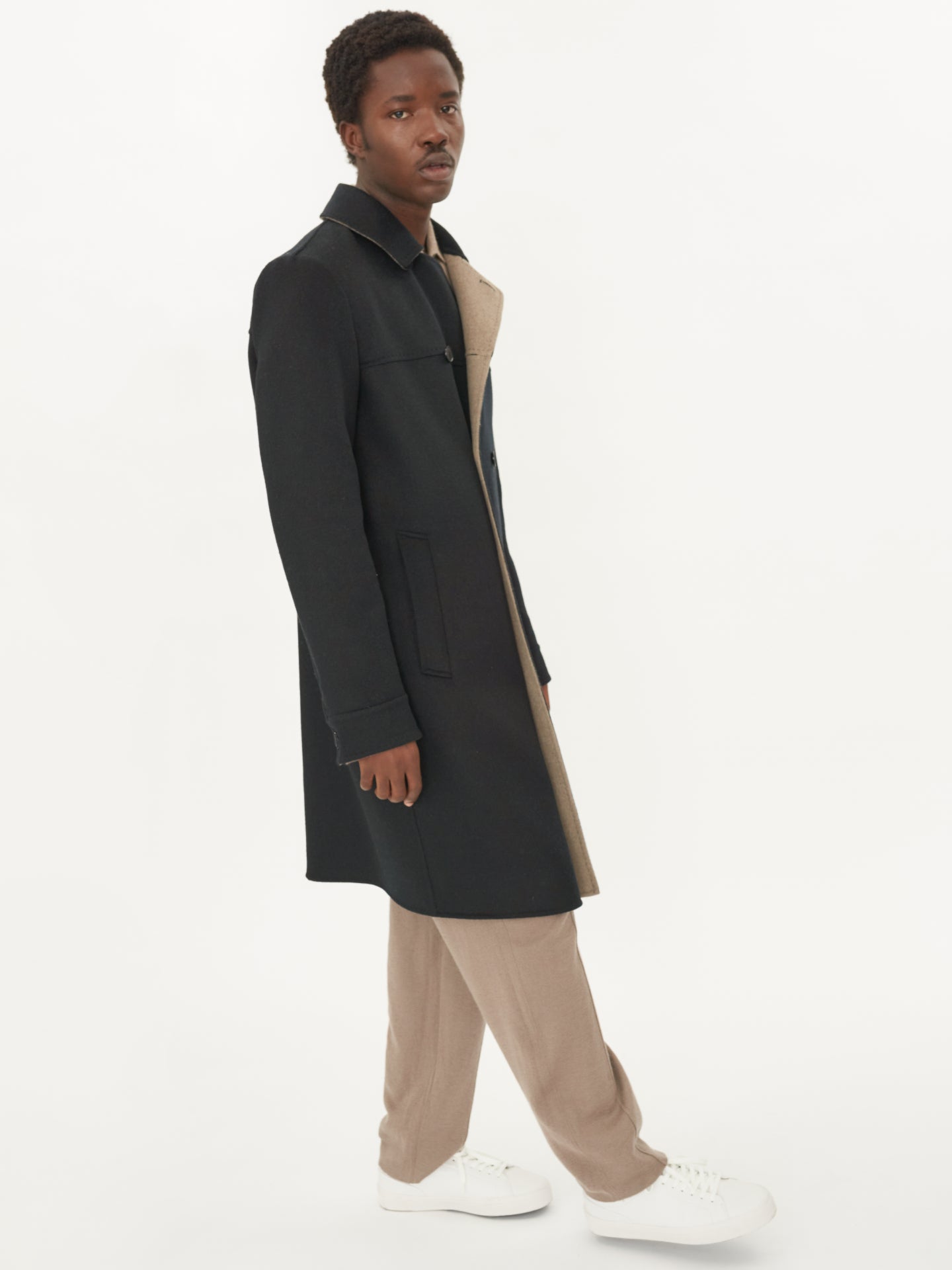 Manteau en popeline de cachemire noir - Gobi Cashmere