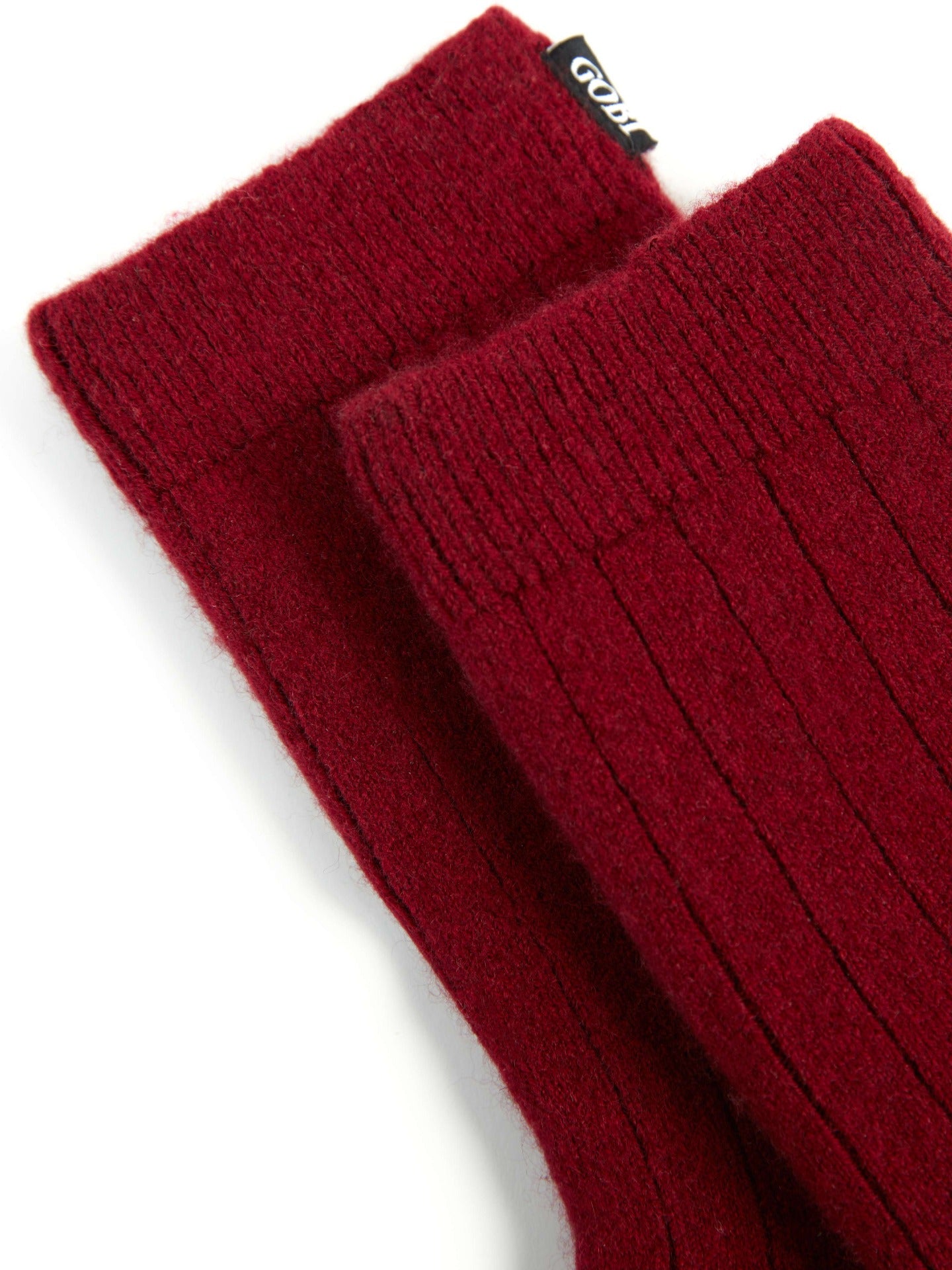 Chaussettes en tricot côtelé Unisexe Rouge Bordeaux - Gobi Cashmere